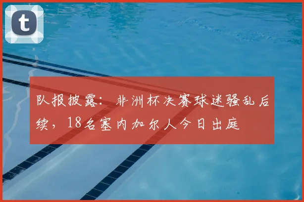 队报披露：非洲杯决赛球迷骚乱后续，18名塞内加尔人今日出庭